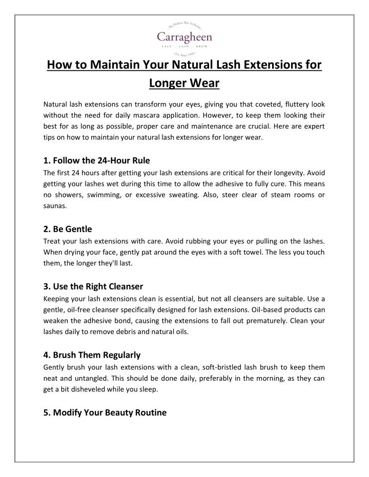 how to maintain your natural lash extensions
