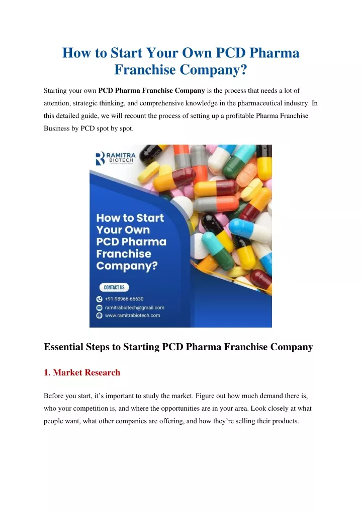 how to start your own pcd pharma franchise company