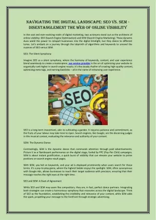 Navigating the Digital Landscape SEO vs. SEM - Disentanglement the Web of Online Visibility