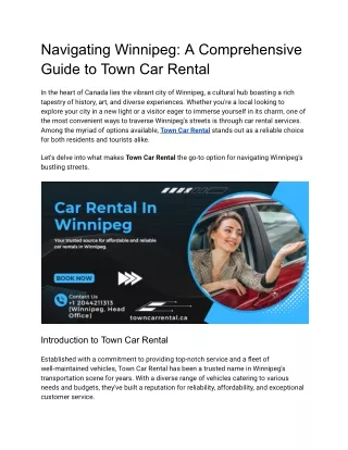 Navigating Winnipeg_ A Comprehensive Guide to Town Car Rental