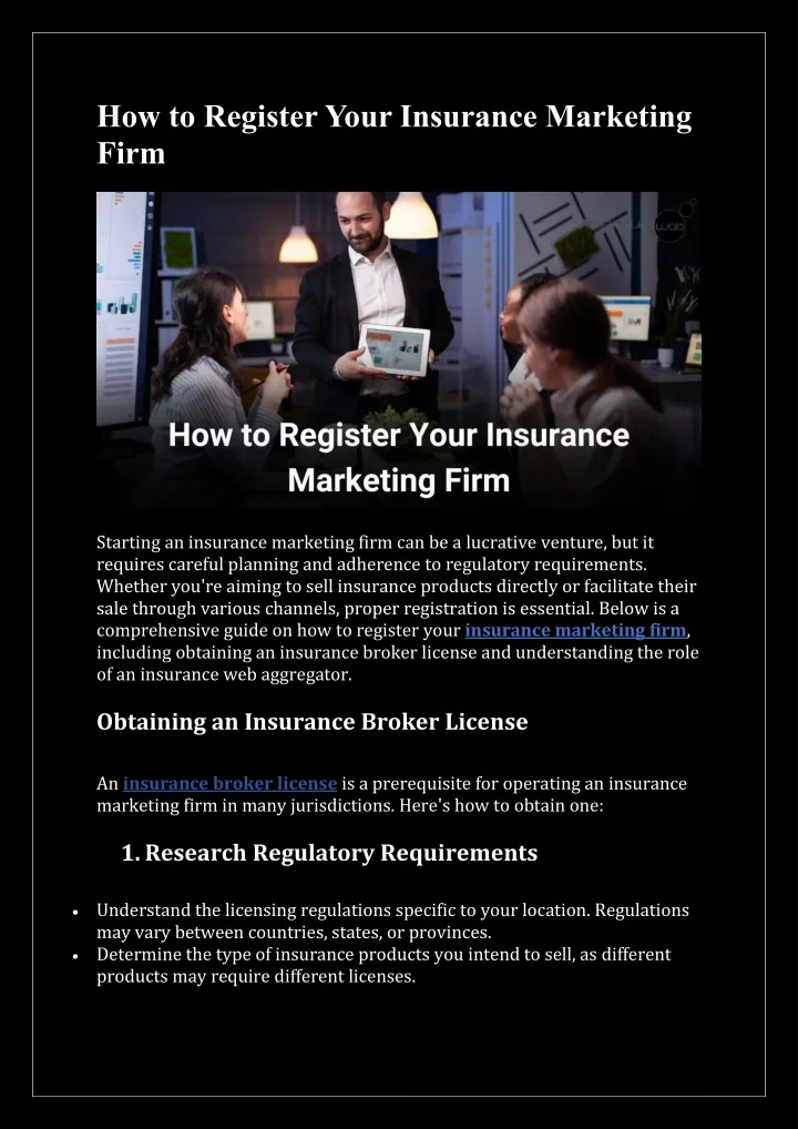 how to register your insurance marketing firm