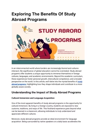 Exploring The Benefits Of Study Abroad Programs