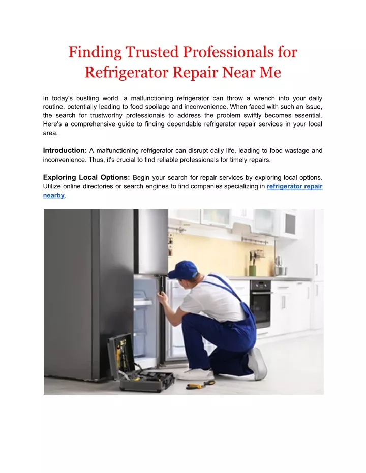 finding trusted professionals for refrigerator