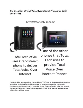 The Evolution of Total Voice Over Internet Phones for Small Businesses