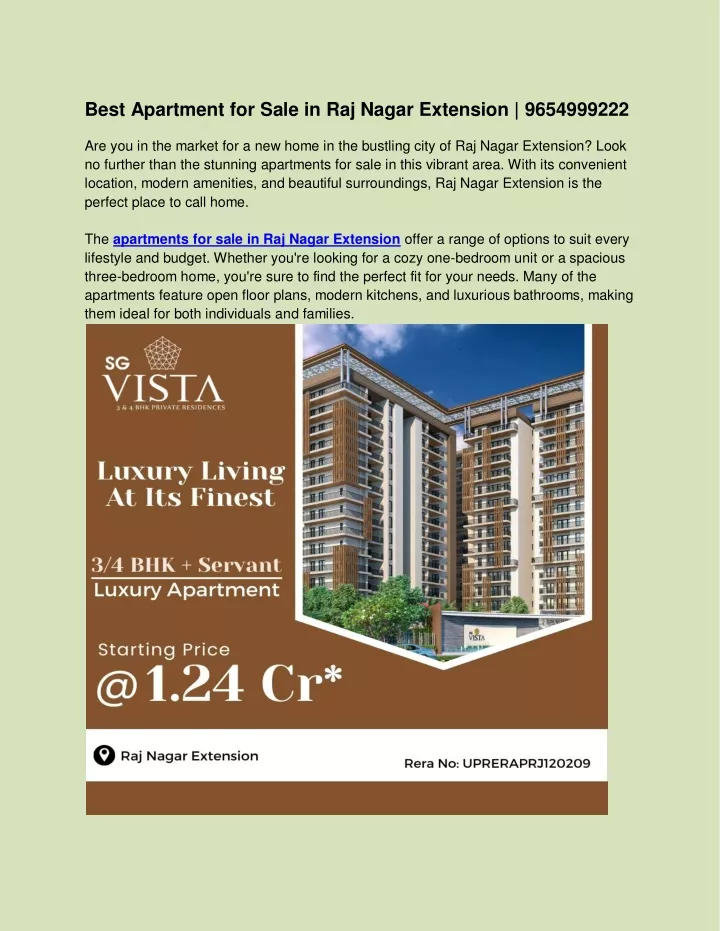 best apartment for sale in raj nagar extension