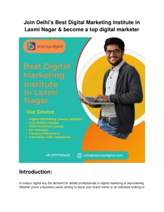 Join Delhi's Best Digital Marketing Institute in Laxmi Nagar