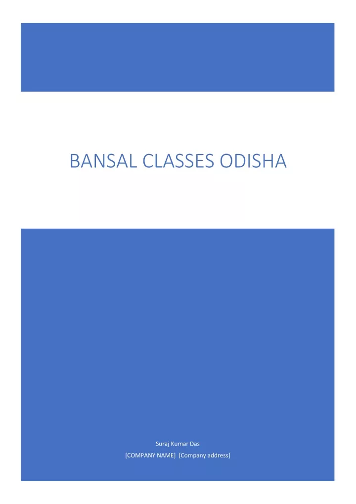 bansal classes odisha