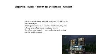 Elegancia Tower A Haven for Discerning Investors