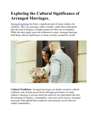 exploring the cultural significance of arranged