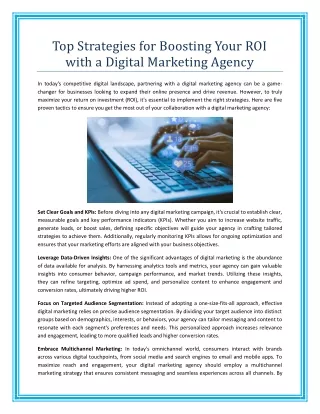 Top Strategies for Boosting Your ROI with a Digital Marketing Agenc1