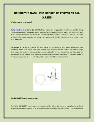 Behind the Mask The Science of Porter Nasal Masks