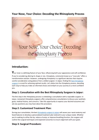 your nose your choice decoding the rhinoplasty