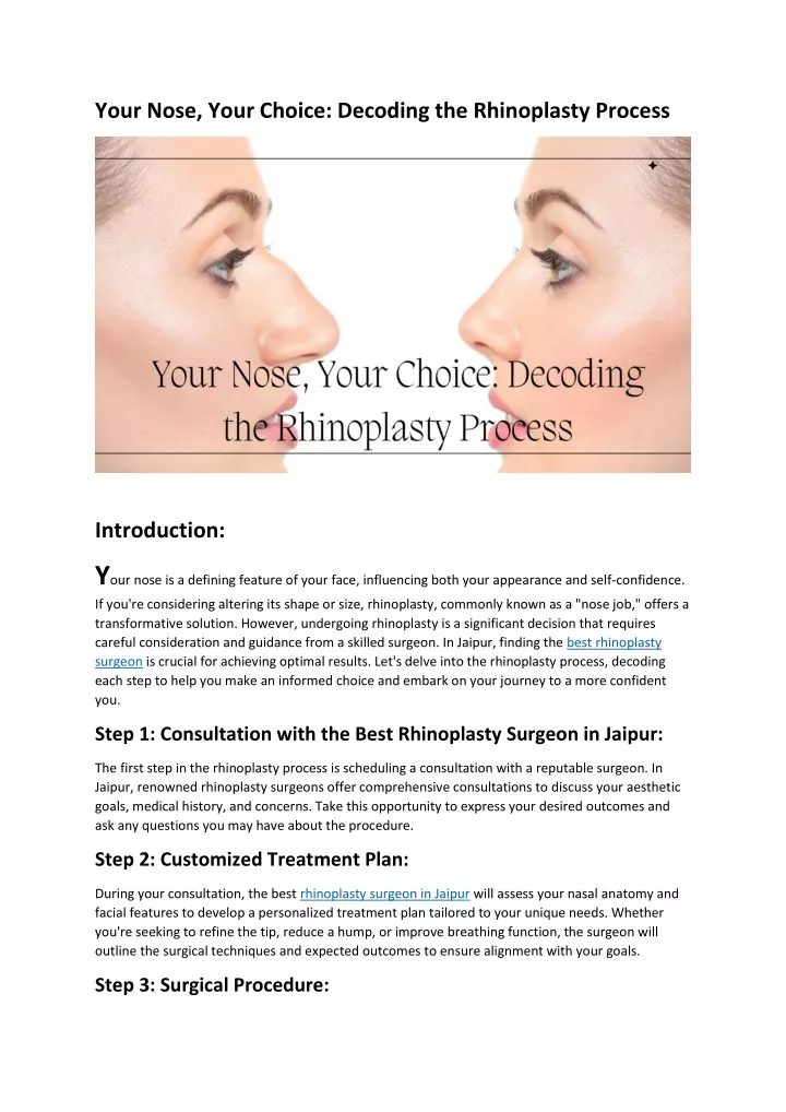 your nose your choice decoding the rhinoplasty