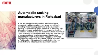 Driving Efficiency: Leading Automobile Racking Manufacturers in Faridabad and Ba