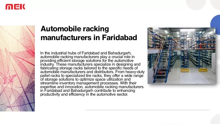 automobile racking manufacturers in faridabad