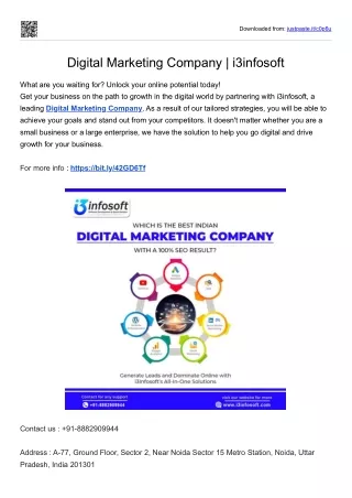 Digital Marketing Company in India | i3infosoft