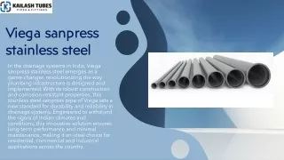 "Viega Sanpress Stainless Steel Pipes: Innovations Transforming  Drainage System