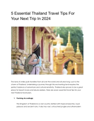 5 Essential Thailand Travel Tips For Your Next Trip In 2024