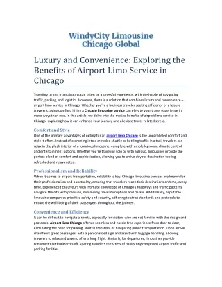Luxury and Convenience Exploring the Benefits of Airport Limo Service in Chicago