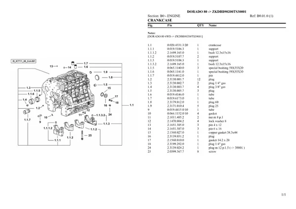 SAME dorado 80 farmotion Tractor Parts Catalogue Manual Instant Download (SN zkdbb90200ts30001 and up)