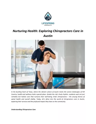 Nurturing Health Exploring Chiropractors Care in Austin