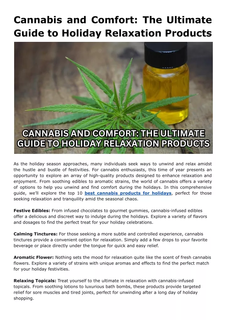 PPT - Cannabis and Comfort_ The Ultimate Guide to Holiday Relaxation  Products PowerPoint Presentation - ID:13062910