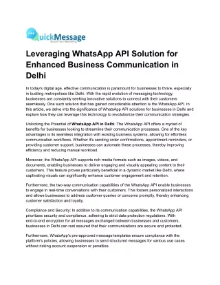 The Future of Messaging: WhatsApp API Solution in Delhi