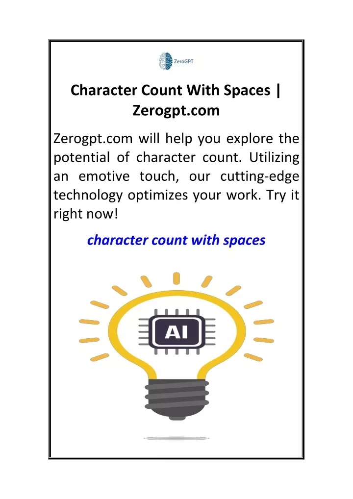 character count with spaces zerogpt com