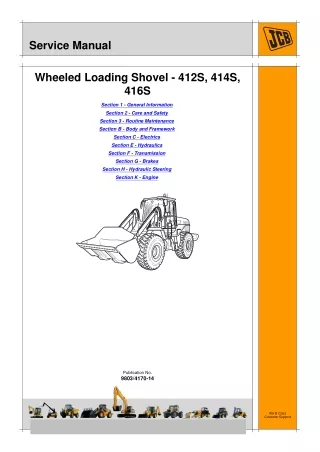 JCB 416S WHEELED LOADER Service Repair Manual SN：543000