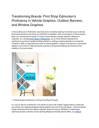 Transforming Brands_ Print Shop Edmonton's Proficiency in Vehicle Graphics, Outdoor Banners, and Window Graphics