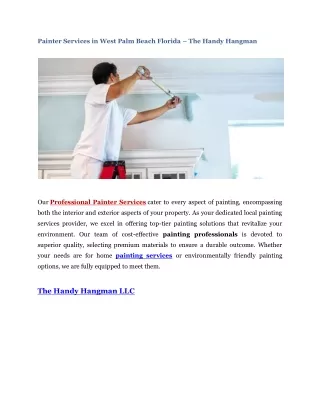 Painter Services in West Palm Beach Florida  The Handy Hangman