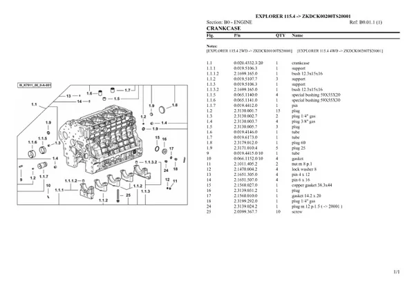 SAME explorer 115.4 farmotion Tractor Parts Catalogue Manual Instant Download (SN zkdck00200ts20001 and up)