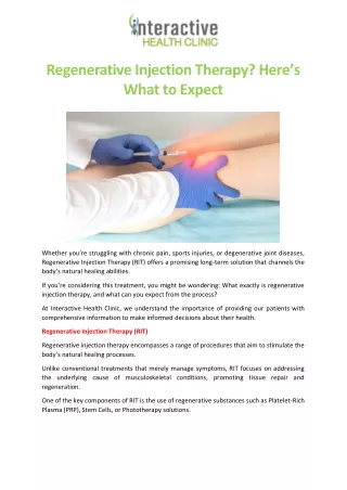 Regenerative Injection Therapy Here’s What To Expect