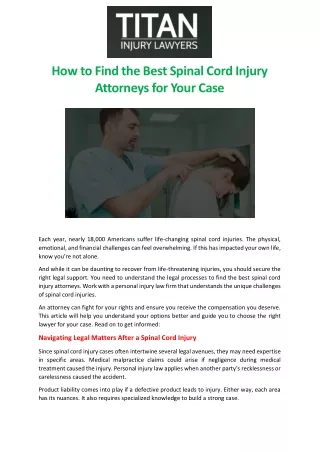 How to Find the Best Spinal Cord Injury Attorneys for Your Case