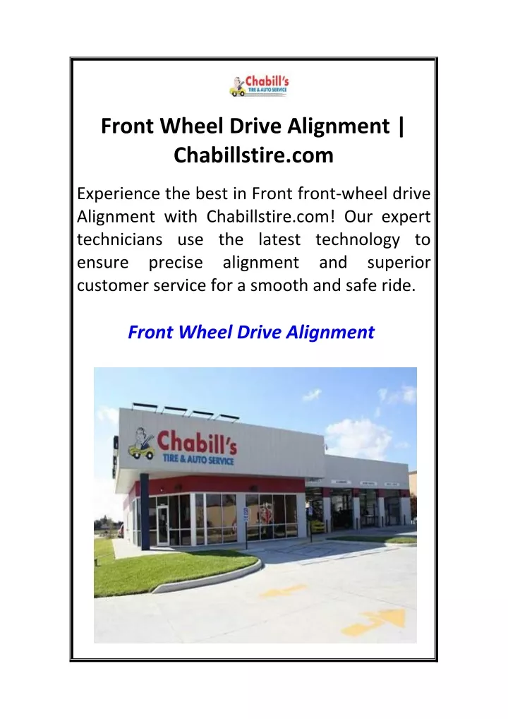 front wheel drive alignment chabillstire com