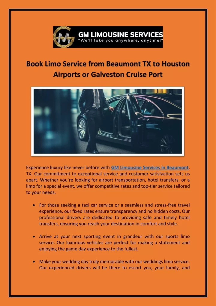 book limo service from beaumont tx to houston