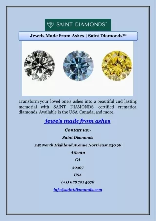 Jewels Made From Ashes | Saint Diamonds™
