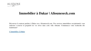 Immobilier à Dakar Aliouneseck.com