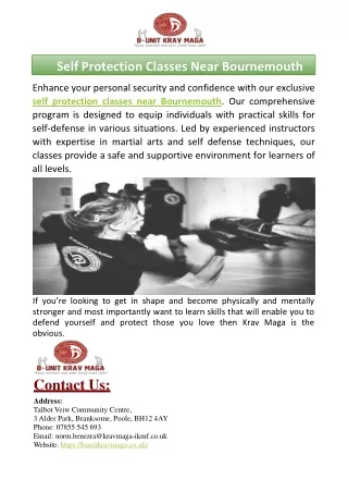 Self Protection Classes Near Bournemouth