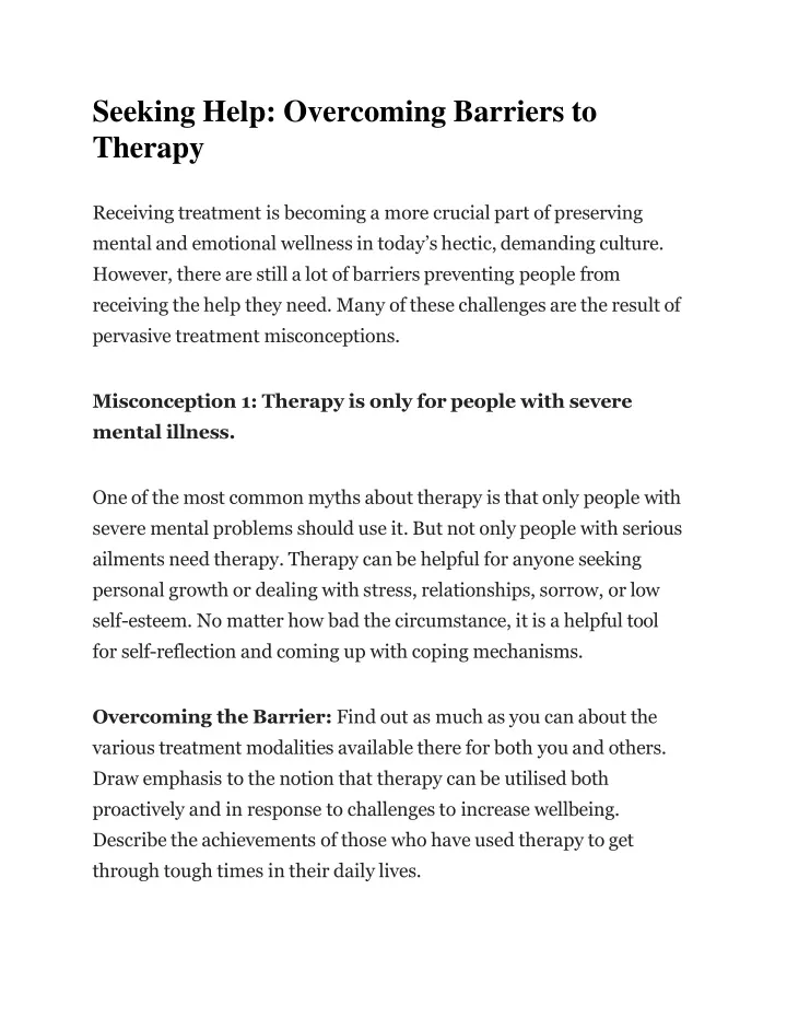 seeking help overcoming barriers to therapy