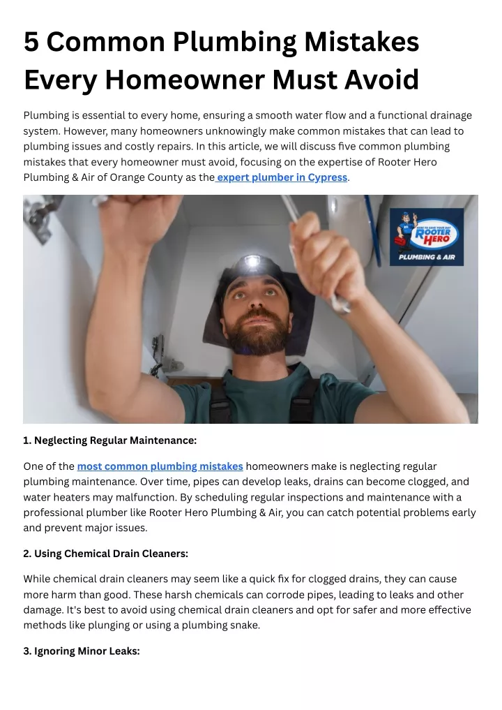 5 common plumbing mistakes every homeowner must