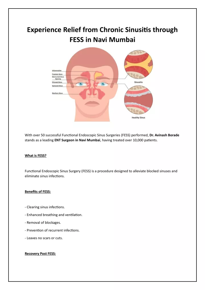experience relief from chronic sinusitis through