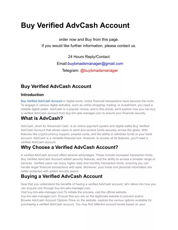 buy verified advcash account