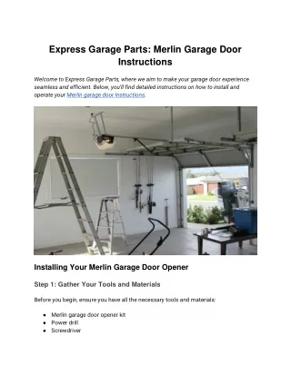 Express Garage Parts_ Merlin Garage Door Instructions