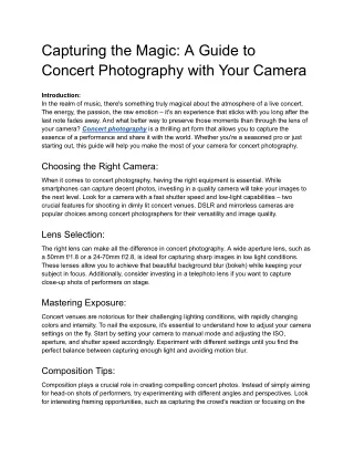 Capturing the Magic_ A Guide to Concert Photography with Your Camera