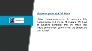 Ai Person Generator Full Body  Unrealperson.com