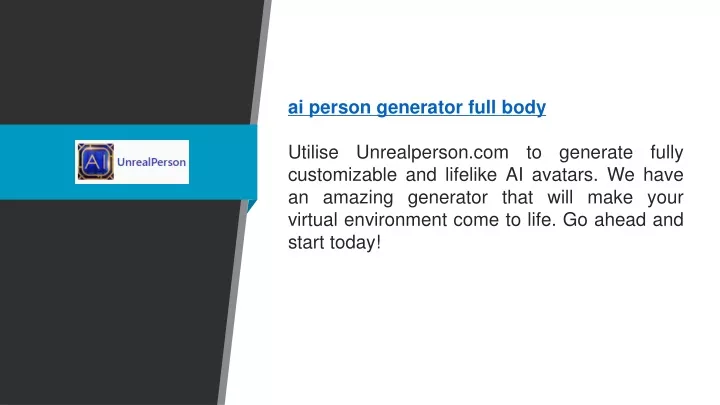 ai person generator full body utilise