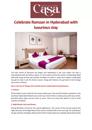 Celebrate Ramzan in Hyderabad with luxurious stay