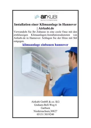 Installation einer Klimaanlage in Hannover  Airkubi.de