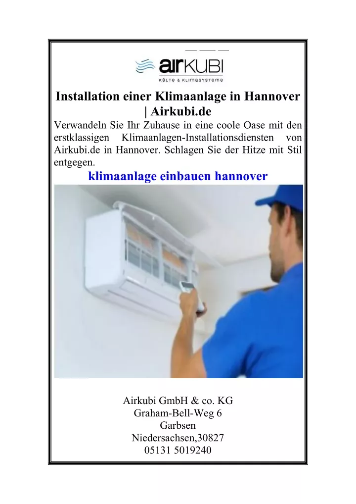 installation einer klimaanlage in hannover